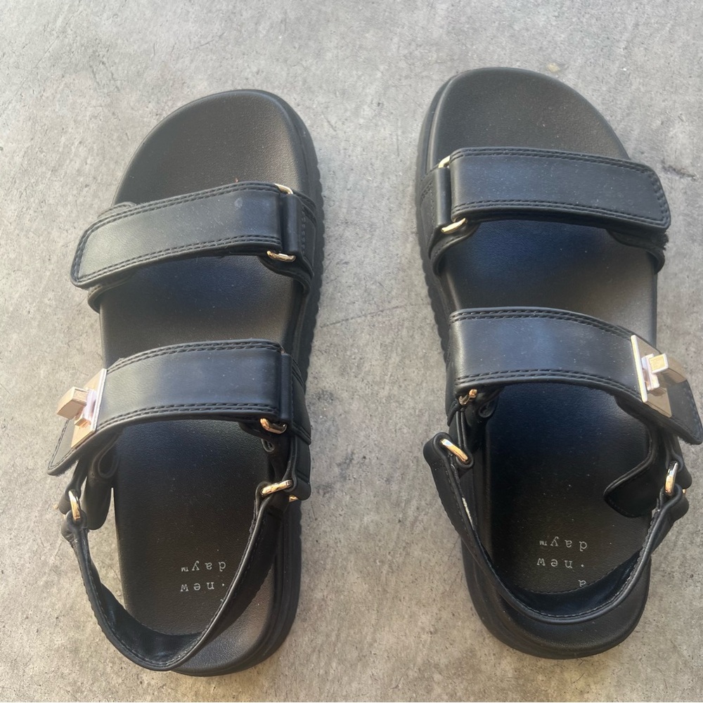 A new day Joie Black Sandals with Gold Accents